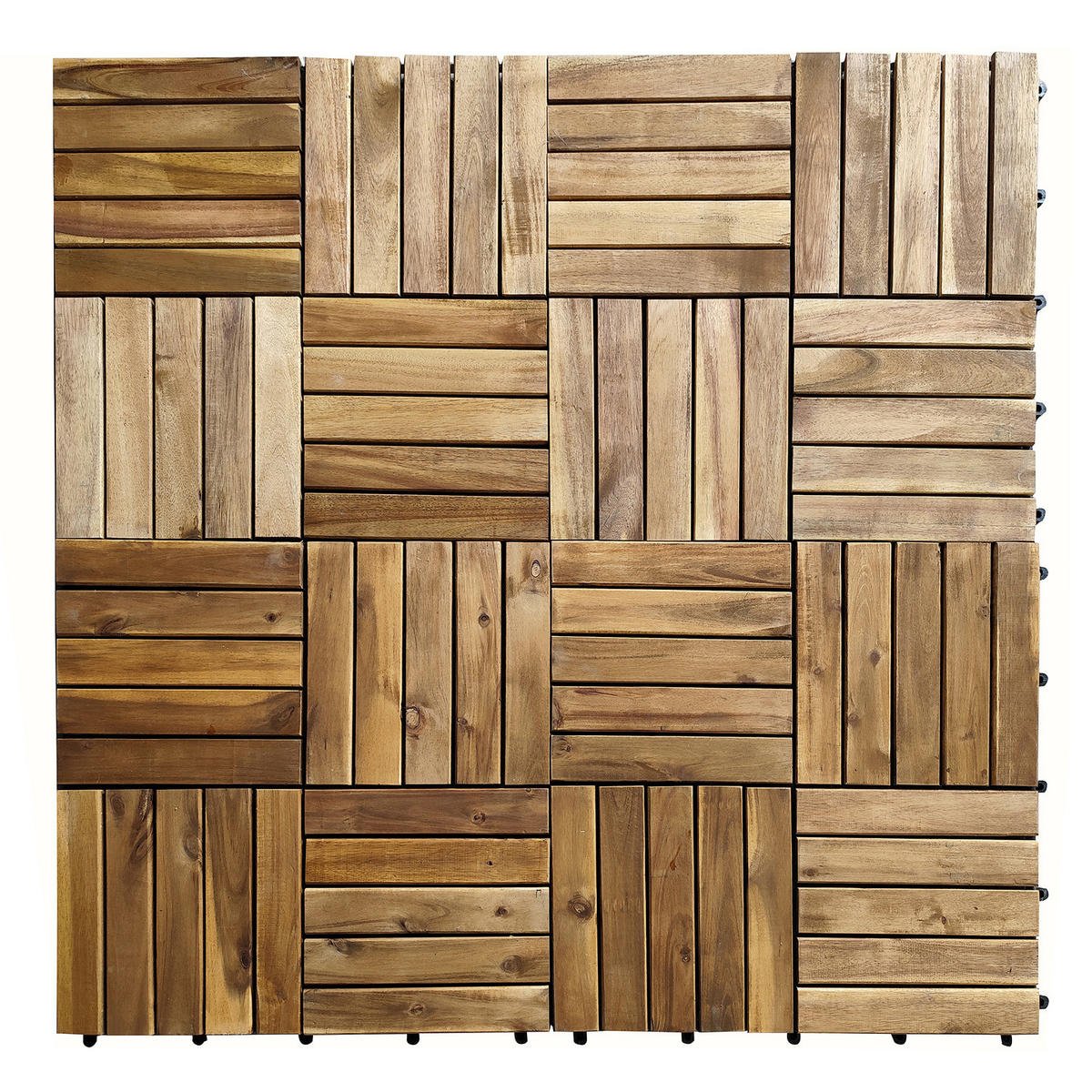 TERRASSENFLIESE - 6er Set - 50x50 cm - Akazie massiv / Polypropylene - Braun - Akaziefarben, Holz/Kunststoff (50/50/2.4cm) - home24