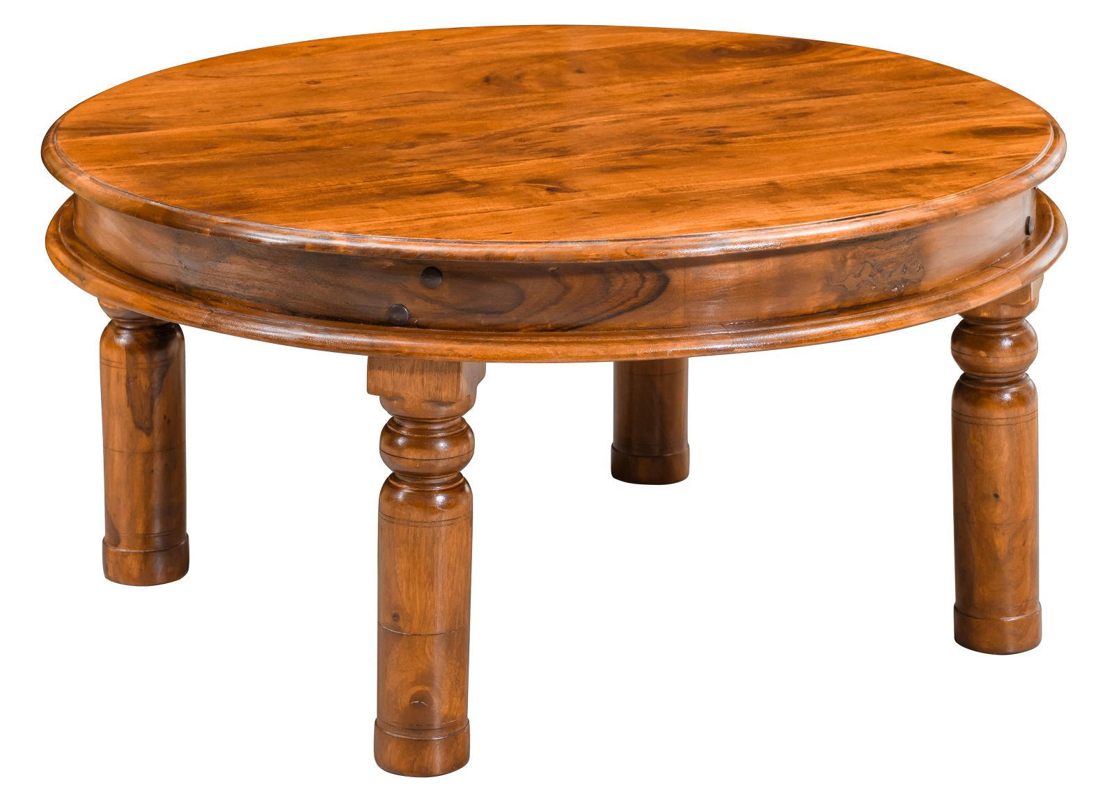 COUCHTISCH rund 90x90x45 Akazie honig lackiert OXFORD #0330 - Braun, Holz (90/90/45cm) - Massivmoebel24