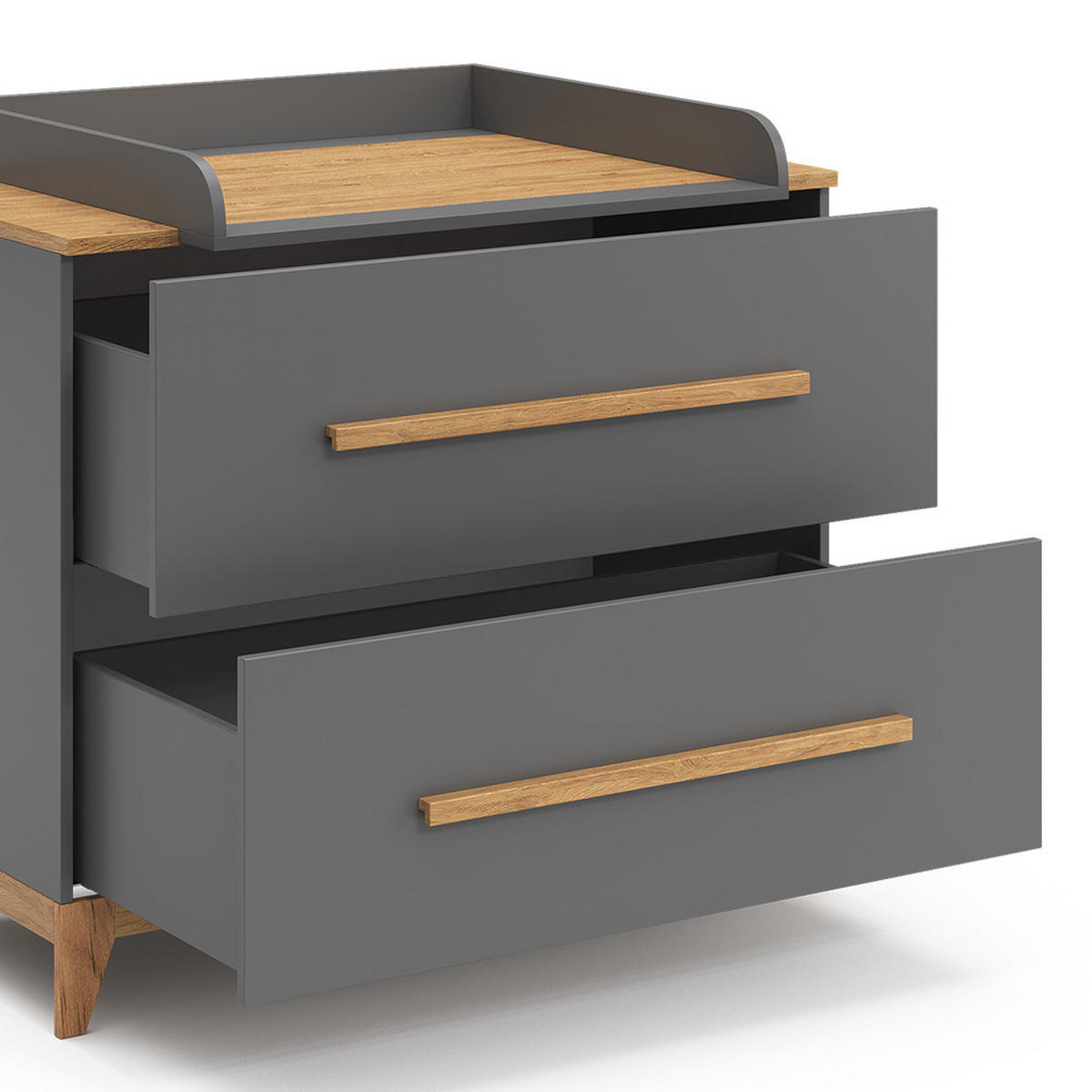 WICKELKOMMODE Malia Grau 108 x 98 cm mit 2 Schubladen - Grau, Holzwerkstoff (108/98/70cm) - VitaliSpa