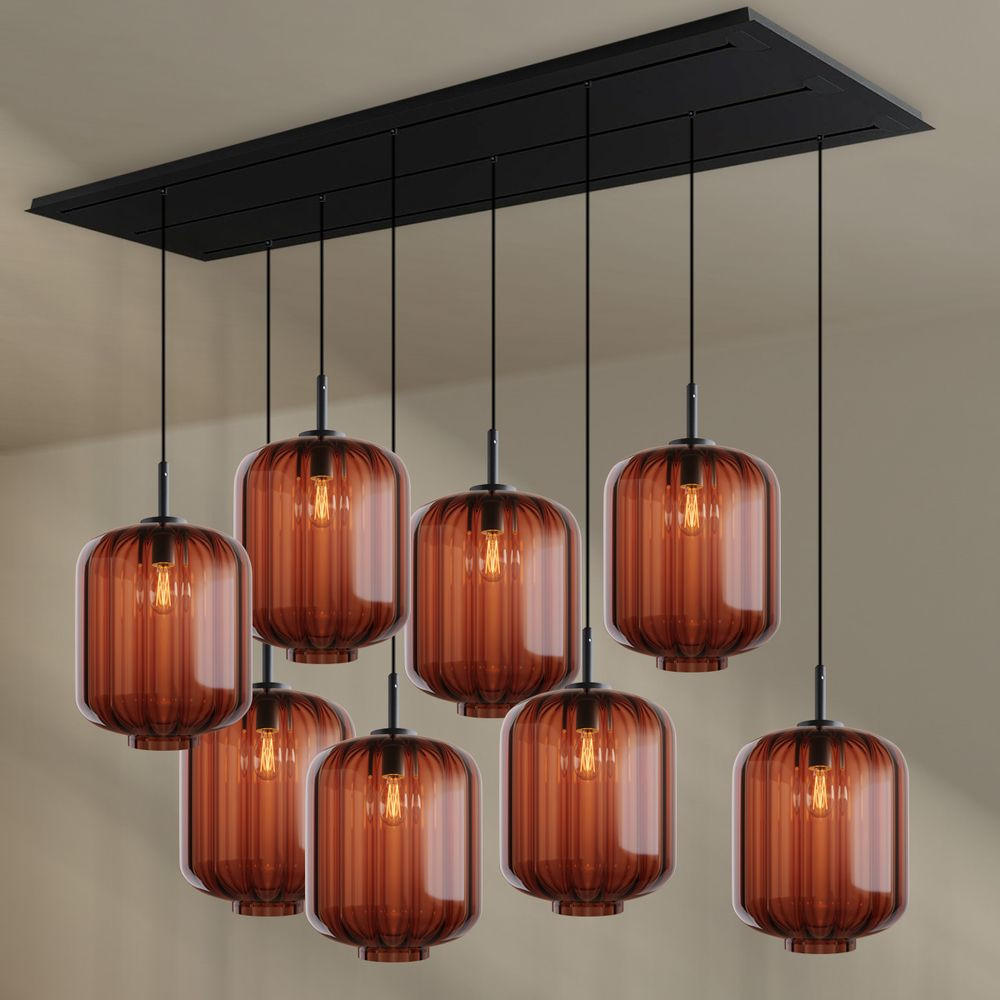 Thumbnail - s.luce Hängeleuchte, Braun, Schwarz, Glas, Zylindrisch, 25x27x25 cm, Lampen & Leuchten, Innenbeleuchtung, Hängelampen, P...