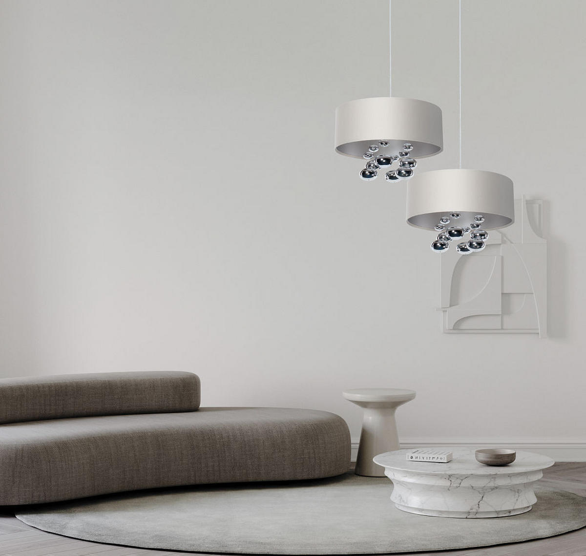 HÄNGELEUCHTE Silber 40/96 cm - Silberfarben/Weiß, Kunststoff (40/1/96cm) - ONZENO