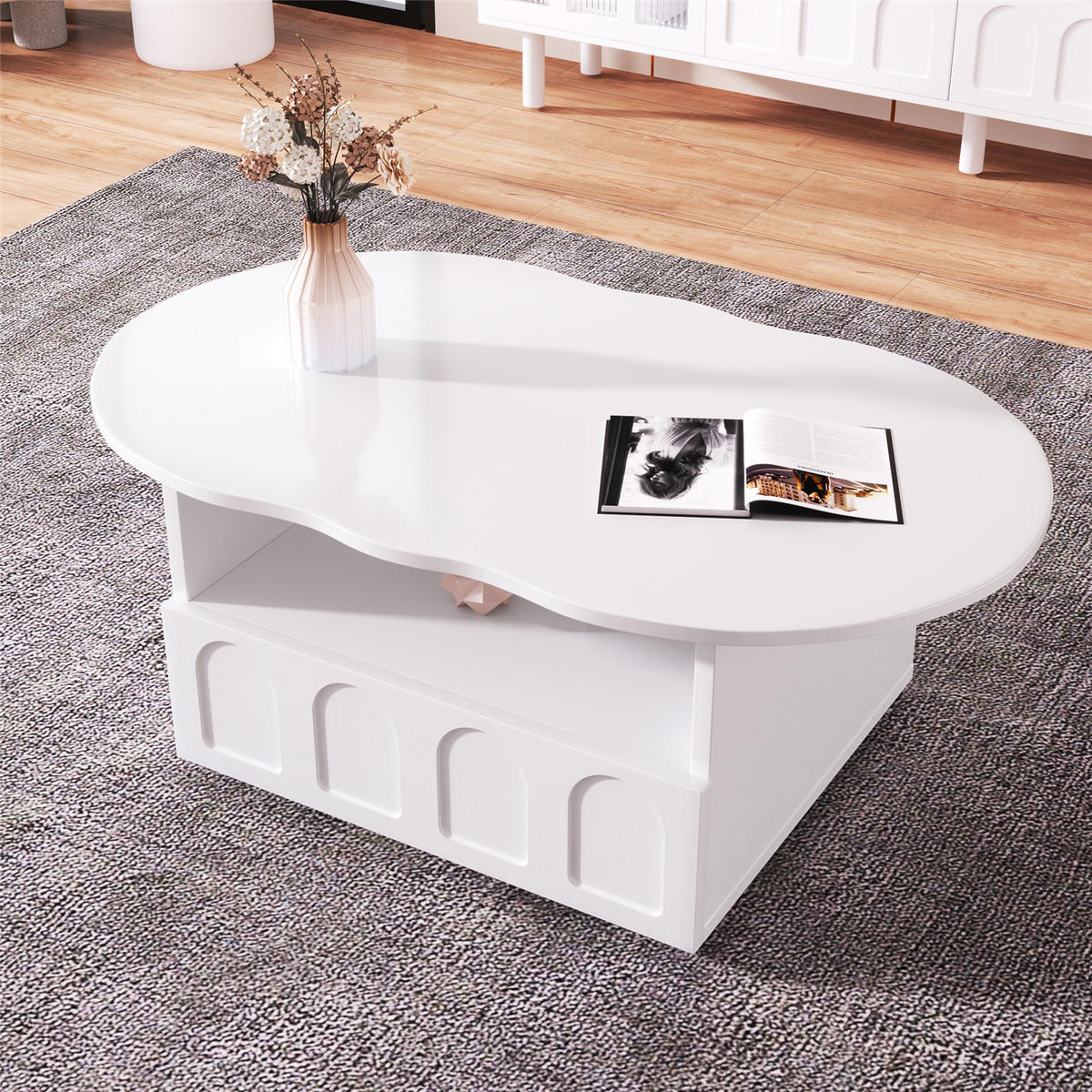 COUCHTISCH 100x60x40,5 Schubladen Stauraum - Weiß, Holz (100/60/40.5cm) - Kaket