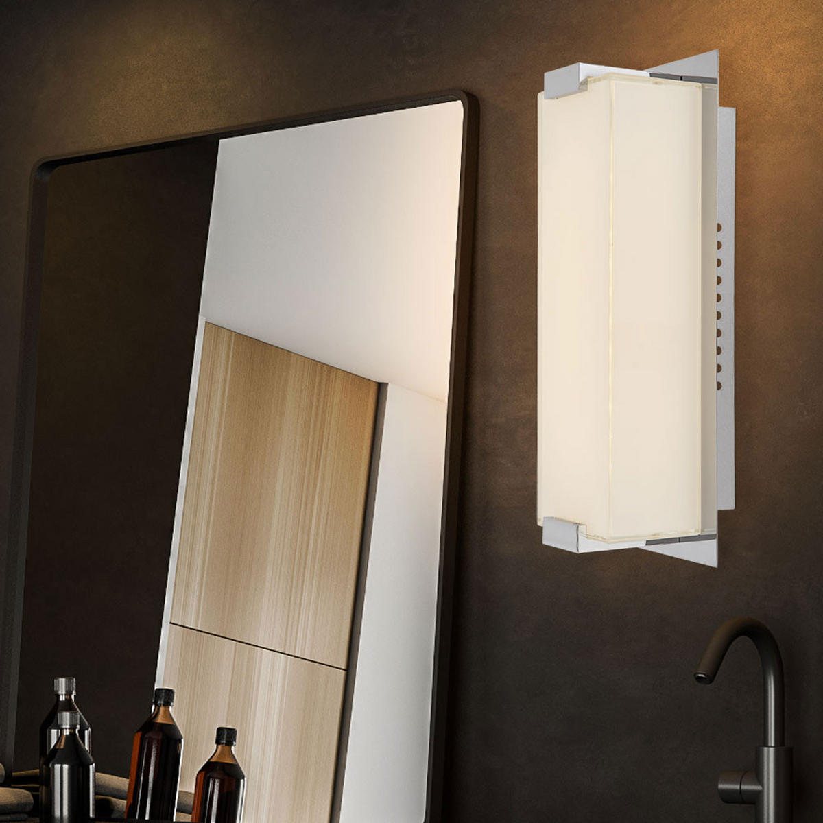 LED WANDLEUCHTE Chrom Glas satiniert Silber 2er Set - Silberfarben, Glas (28/11/10cm) - Globo Lighting