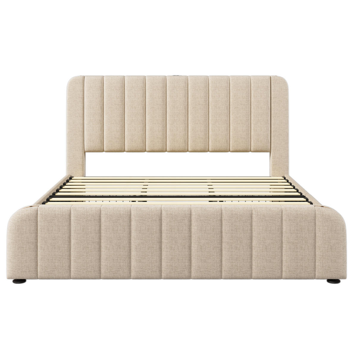 POLSTERBETT 180/200 cm Beige mit USB Typ-C Ladefunktion und 4 Schubladen - Beige, Textil (180/200cm) - OKWISH