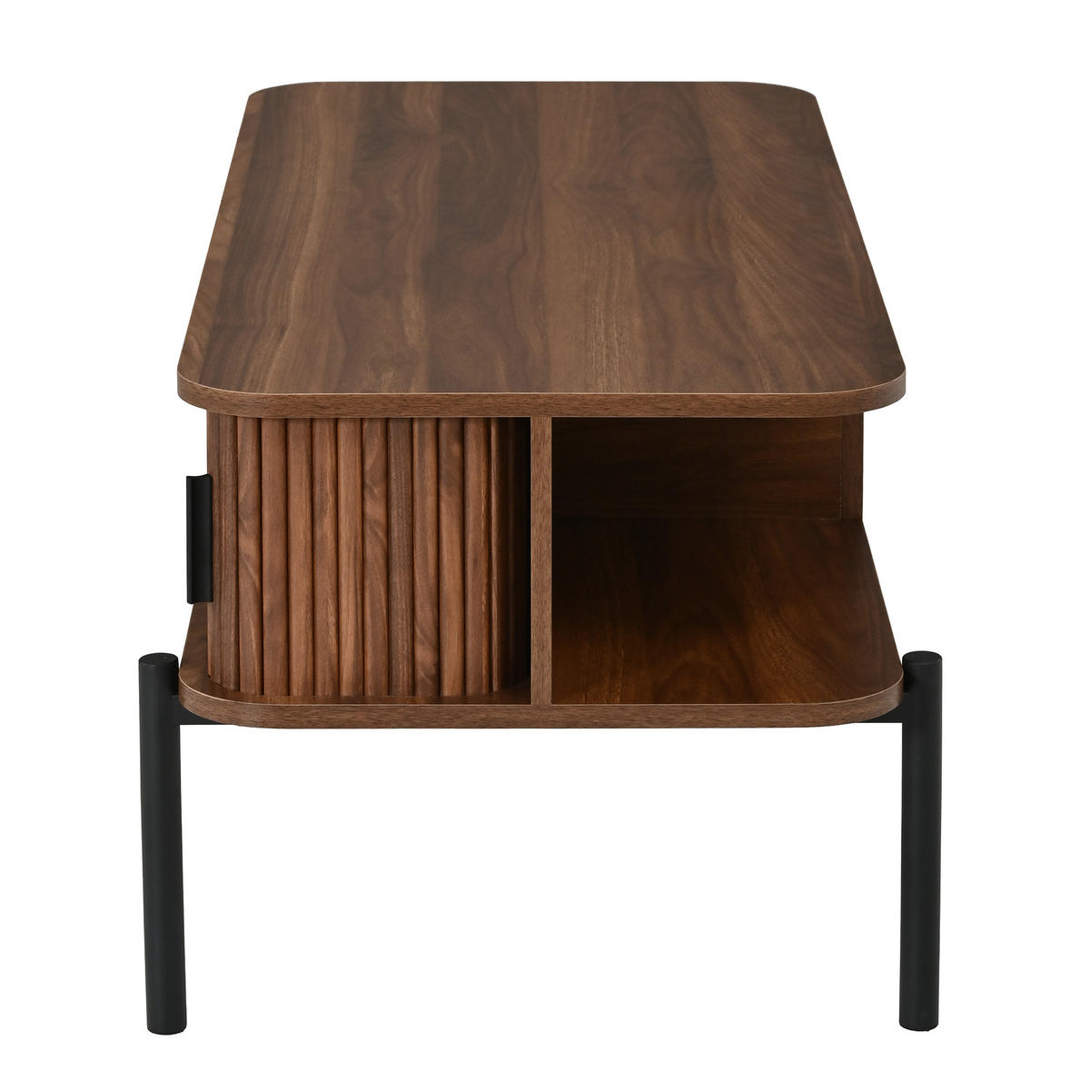 COUCHTISCH 100x45x43cm mit Stauraum und Schiebetüren - Walnussfarben, Holzwerkstoff (45/100/43cm) - FLIEKS