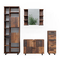 BADMÖBEL-SET Ilias Eiche rustikal 4 Teile, mit Hochschrank - Wildeiche, Holzwerkstoff (80.2/60.8/33cm) - Vicco