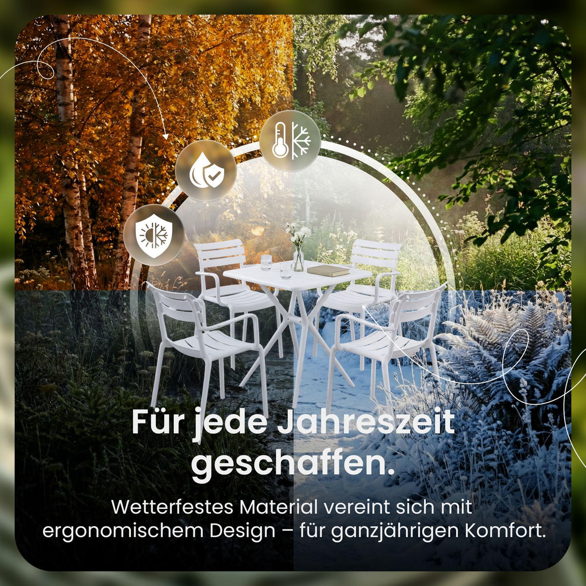GARTENSITZGRUPPE 4 Kunststoff Weiß - Weiß, Kunststoff - CLP