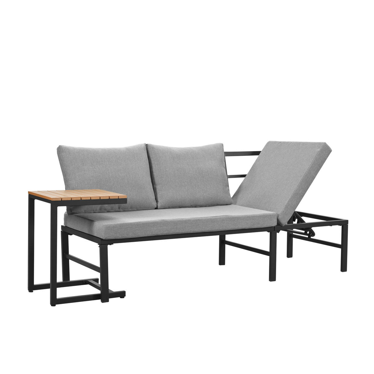 GARTENMÖBEL-SET 3-Sitzer Outdoorsofa mit Liegefunktion, Grau - Beige, Metall - ComfortXL