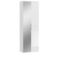 GARDEROBENSCHRANK weiß Hochglanz 60 cm, 4-türig mit Spiegel - Weiß Hochglanz/Silberfarben, Glas/Holzwerkstoff (60/193/34cm) - Inn.Furn