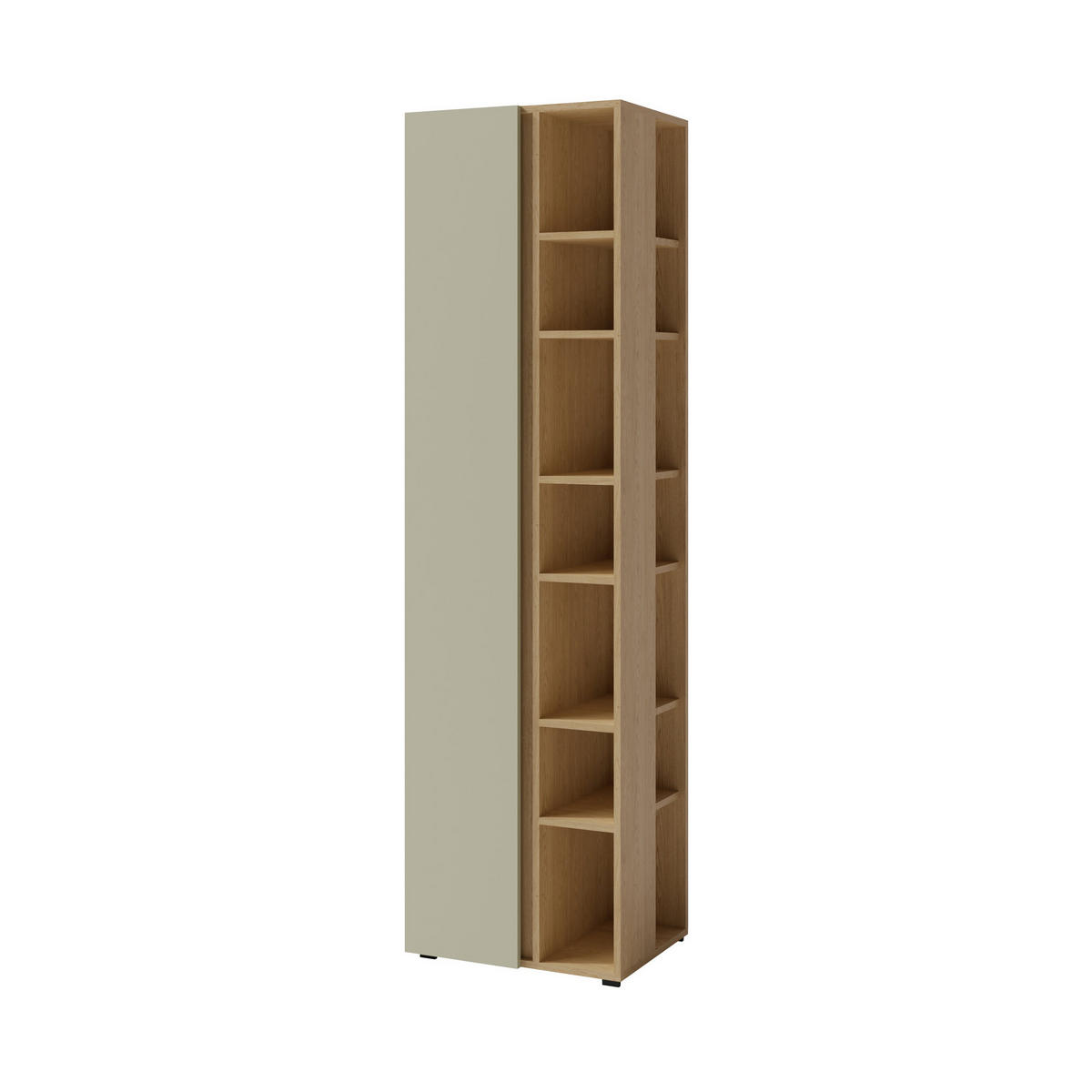 BÜCHERREGAL Lico mit 1 Tür und 10 Einlegeböden, Eukalyptus - Eukalyptusholzfarben, Holzwerkstoff (55/195/95cm) - Beautysofa