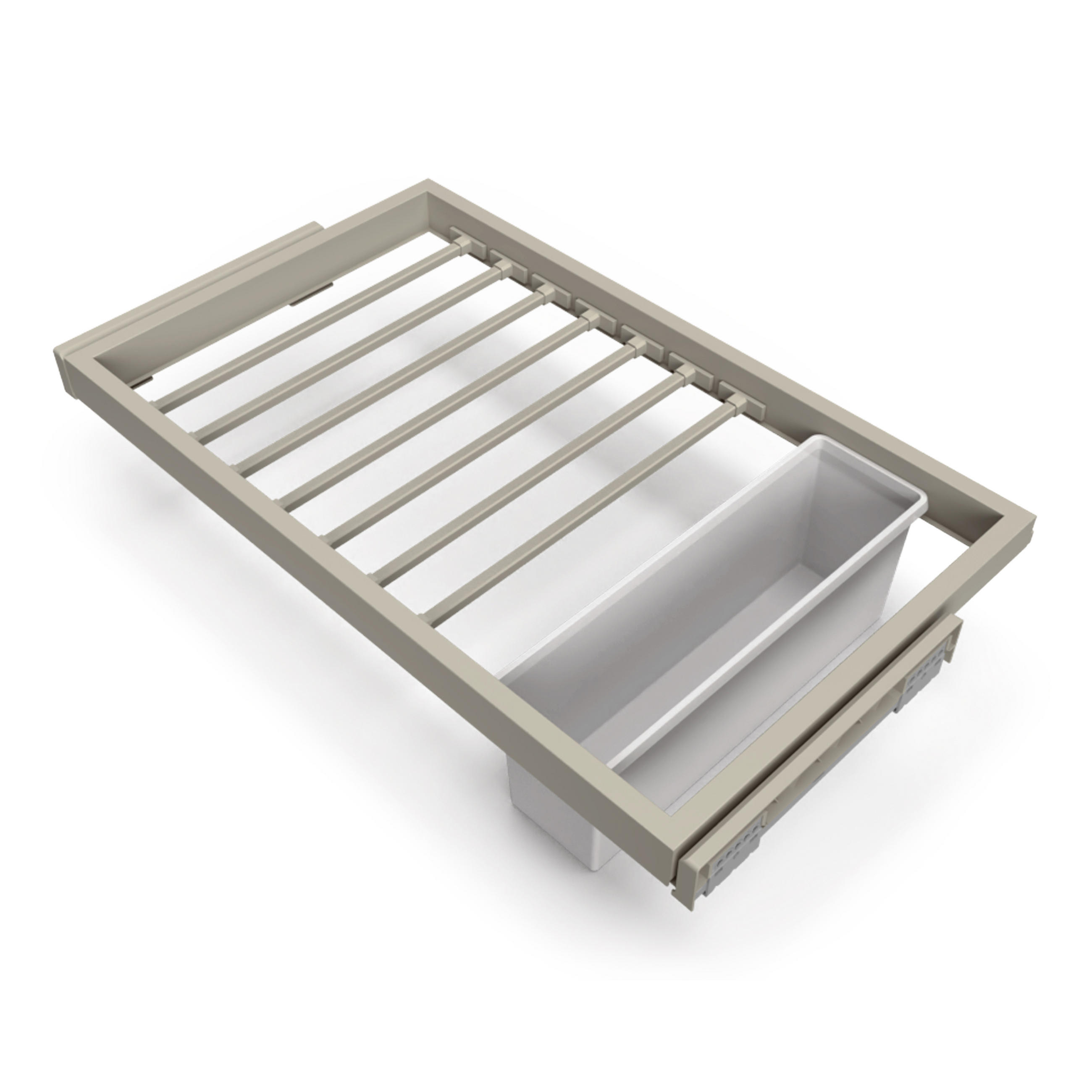 HOSENTRÄGER, 1 Tablett und 1 sanft schließenden Gleitrahmen für Kleiderschränke, verstellbar, Modul 800mm, Steingrau 7er-set - Grau, Kunststoff (77.5/15/52.5cm) - EMUCA