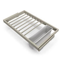 HOSENTRÄGER, 1 Tablett und 1 sanft schließenden Gleitrahmen für Kleiderschränke, verstellbar, Modul 800mm, Steingrau 7er-set - Grau, Kunststoff (77.5/15/52.5cm) - EMUCA