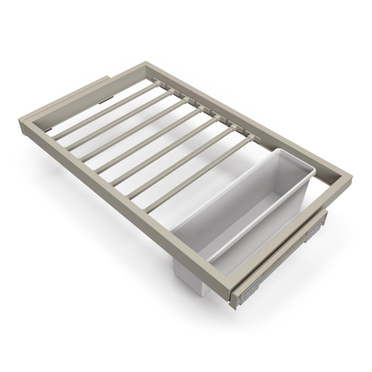 HOSENTRÄGER, 1 Tablett und 1 sanft schließenden Gleitrahmen für Kleiderschränke, verstellbar, Modul 800mm, Steingrau 7er-set - Grau, Kunststoff (77.5/15/52.5cm) - EMUCA