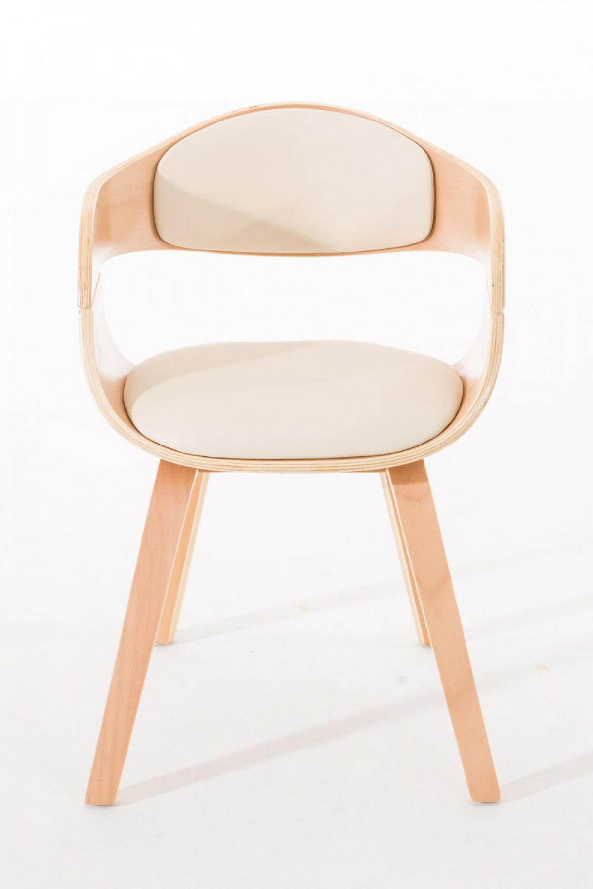 ARMLEHNENSTUHL Lederlook Natura/Creme - Eukalyptusholzfarben/Creme, Holz/Textil (49/73/46cm) - CLP