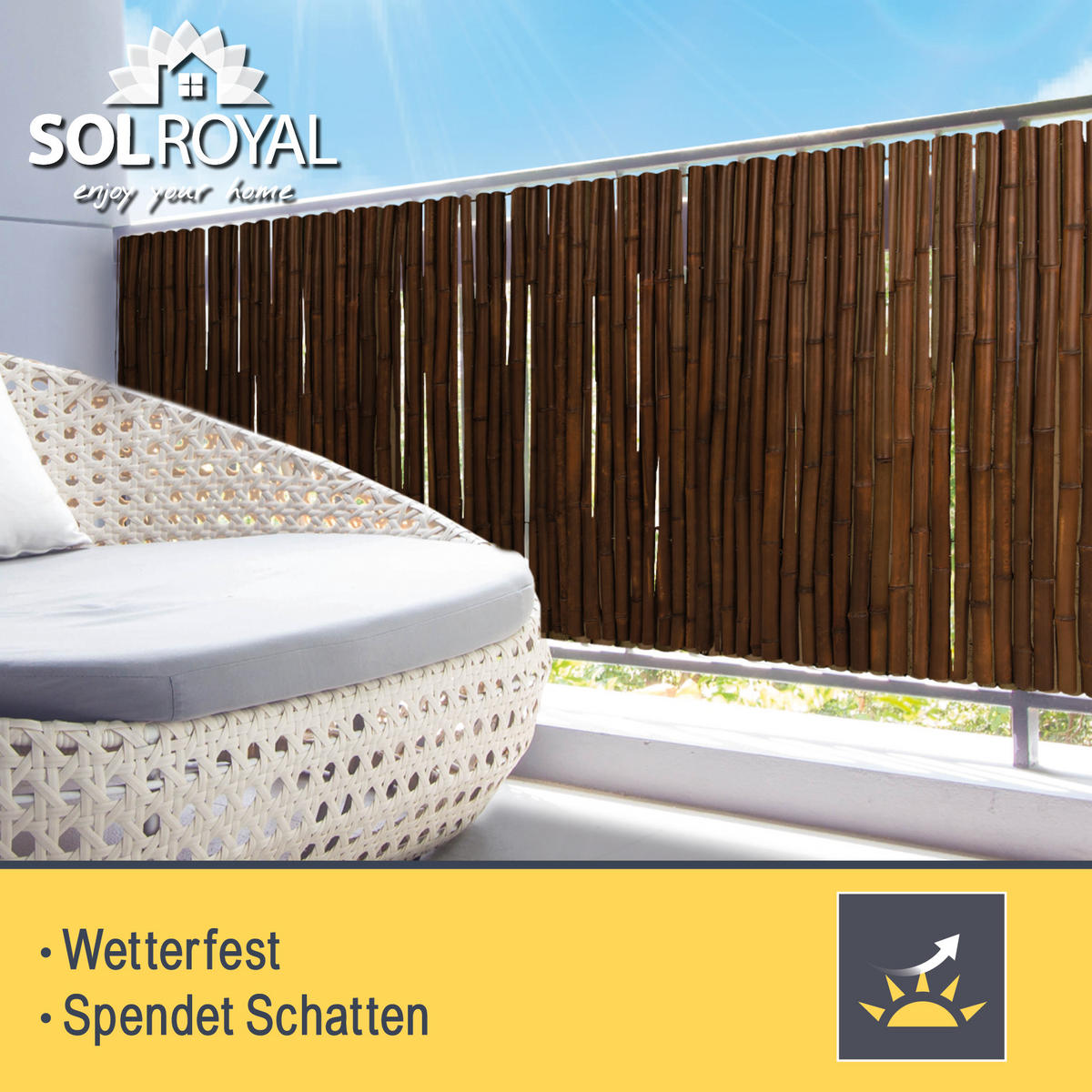 SICHTSCHUTZZAUN SolVision B23 120/250 cm Bambus Braun - Braun, Kunststoff (250/120cm) - Sol Royal