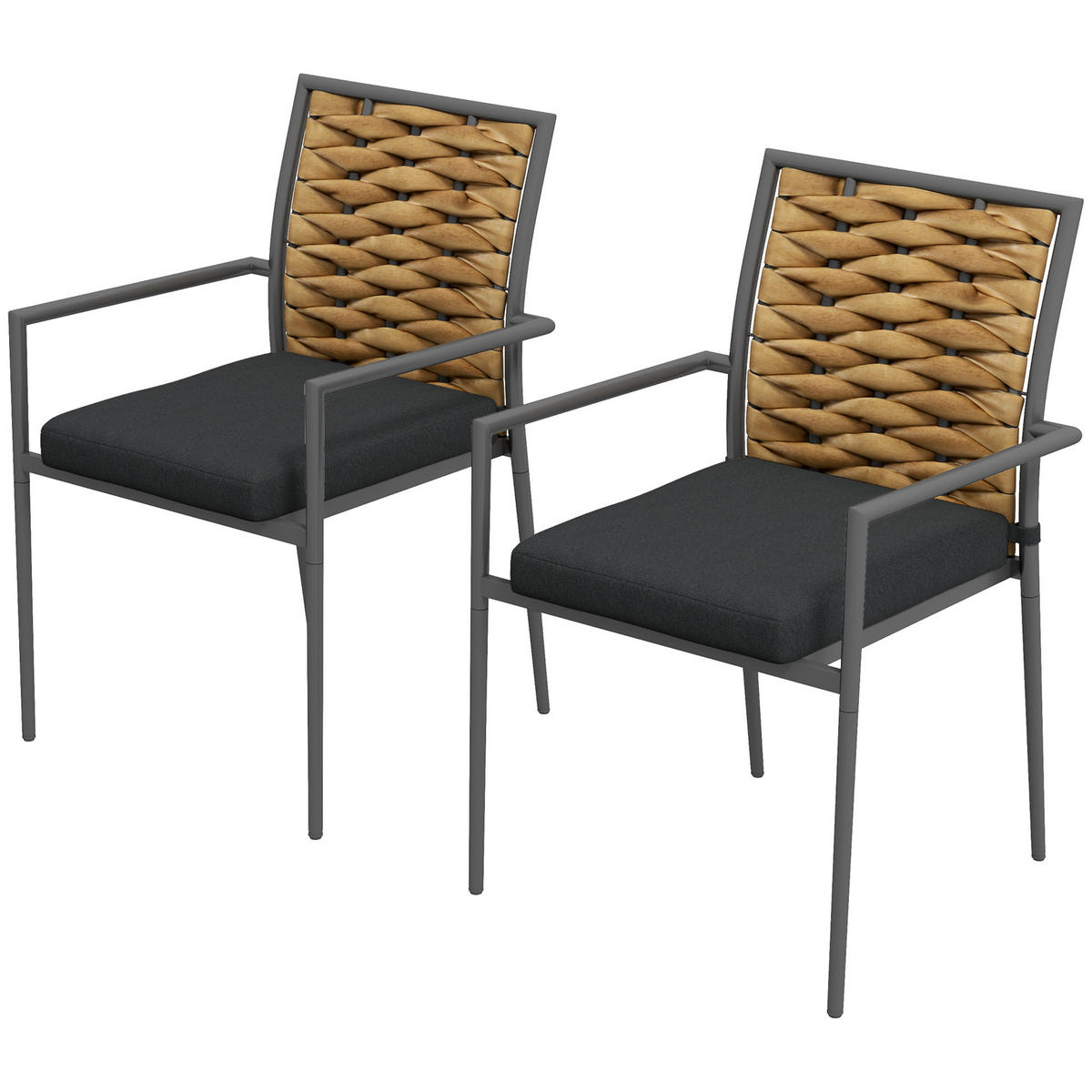 GARTENSTÜHLE Outdoor-Stühle Terrassenstühle, wetterbeständig, modernes Design, 57 x 58 x 87cm, Braun+Schwarz+Grau - Multicolor, Metall (57/87/58cm)