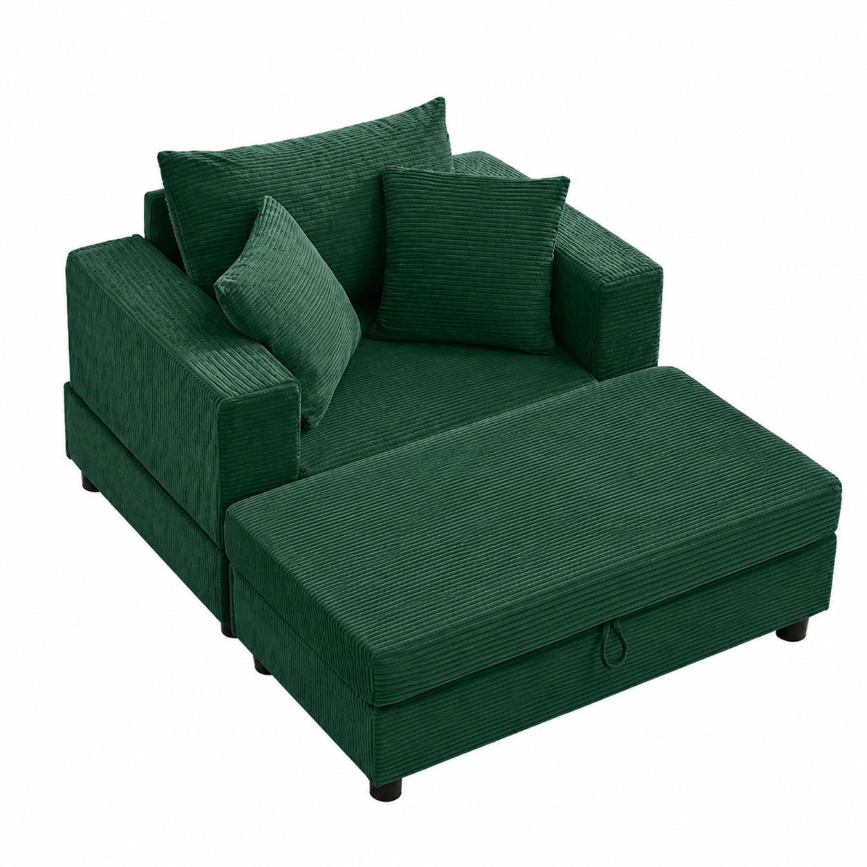 SOFA Cord Smaragdgrün mit Stauraum und mit Kissen - Smaragdgrün, Holzwerkstoff/Kunststoff (137.5/89/81cm) - WISHDOR