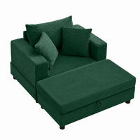 SOFA Cord Smaragdgrün mit Stauraum und mit Kissen - Smaragdgrün, Holzwerkstoff/Kunststoff (137.5/89/81cm) - WISHDOR