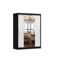 SCHWEBETÜRENSCHRANK VISTA 01 Schwarz/Weiß mit Spiegel ohne LED Beleuchtung 150 cm - Alufarben/Schwarz, Glas/Holzwerkstoff (150/200/61cm) - imoebel24