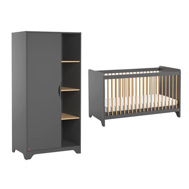 SOBA ZA BEBE 2-dijelni Sivo i drvo - siva, drvni materijal (88.5/189.5/52cm) - Petits-meubles