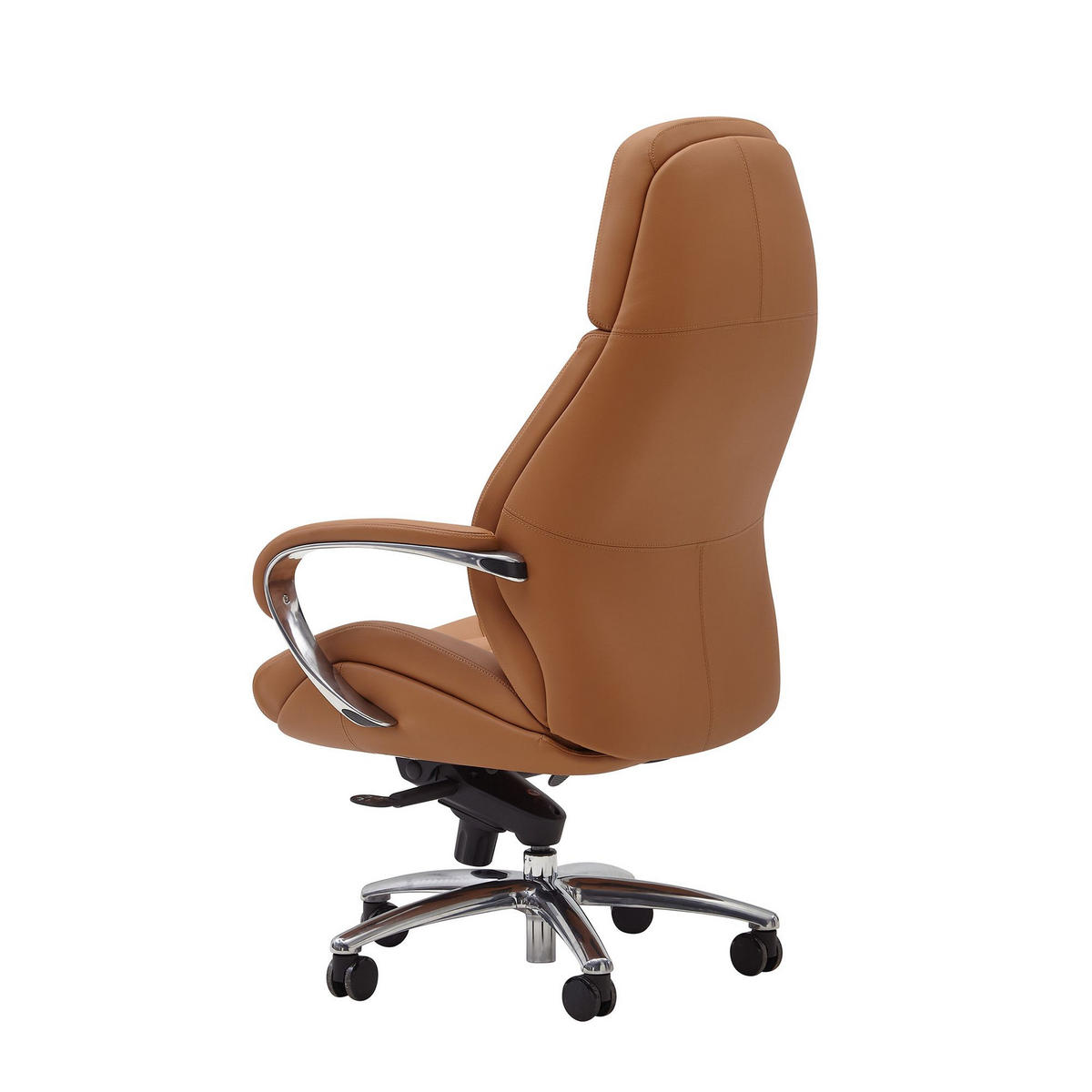 CHEFSESSEL Leder mit Multiblockwippmechanik bis 120 kg MIRON, Beige 67x67x137 cm - Beige/Silberfarben, Leder/Metall (67/137/67cm) - KADIMA DESIGN
