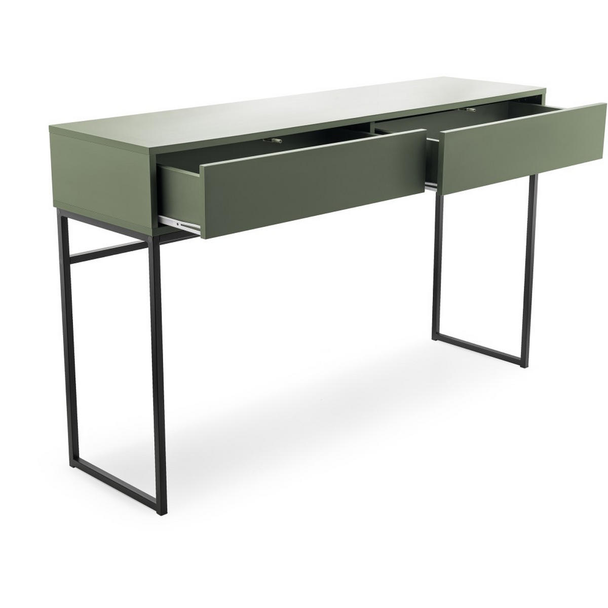 KONSOLENTISCH Giana mit 2 Schubladen, 137 cm, Flaschengrün - Dunkelgrün/Schwarz, Holzwerkstoff (37/137/83cm) - Beautysofa