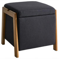 POUF cu spațiu de depozitare textil 45 cm negru Edland - negru, material textil (45/44/43cm) - Beliani