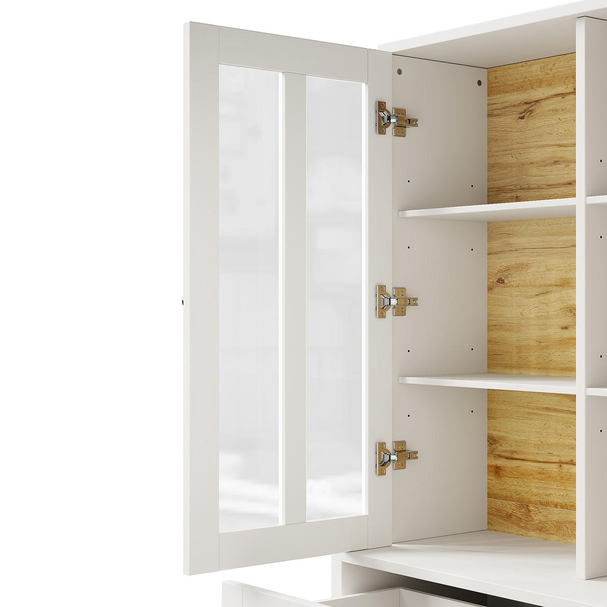 HOCHSCHRANK mit Acryl-Türen und verstellbaren Einlegeböden, 140/38,5/175 cm, Weiß - Weiß, Holzwerkstoff (140/175/38.5cm) - Redom