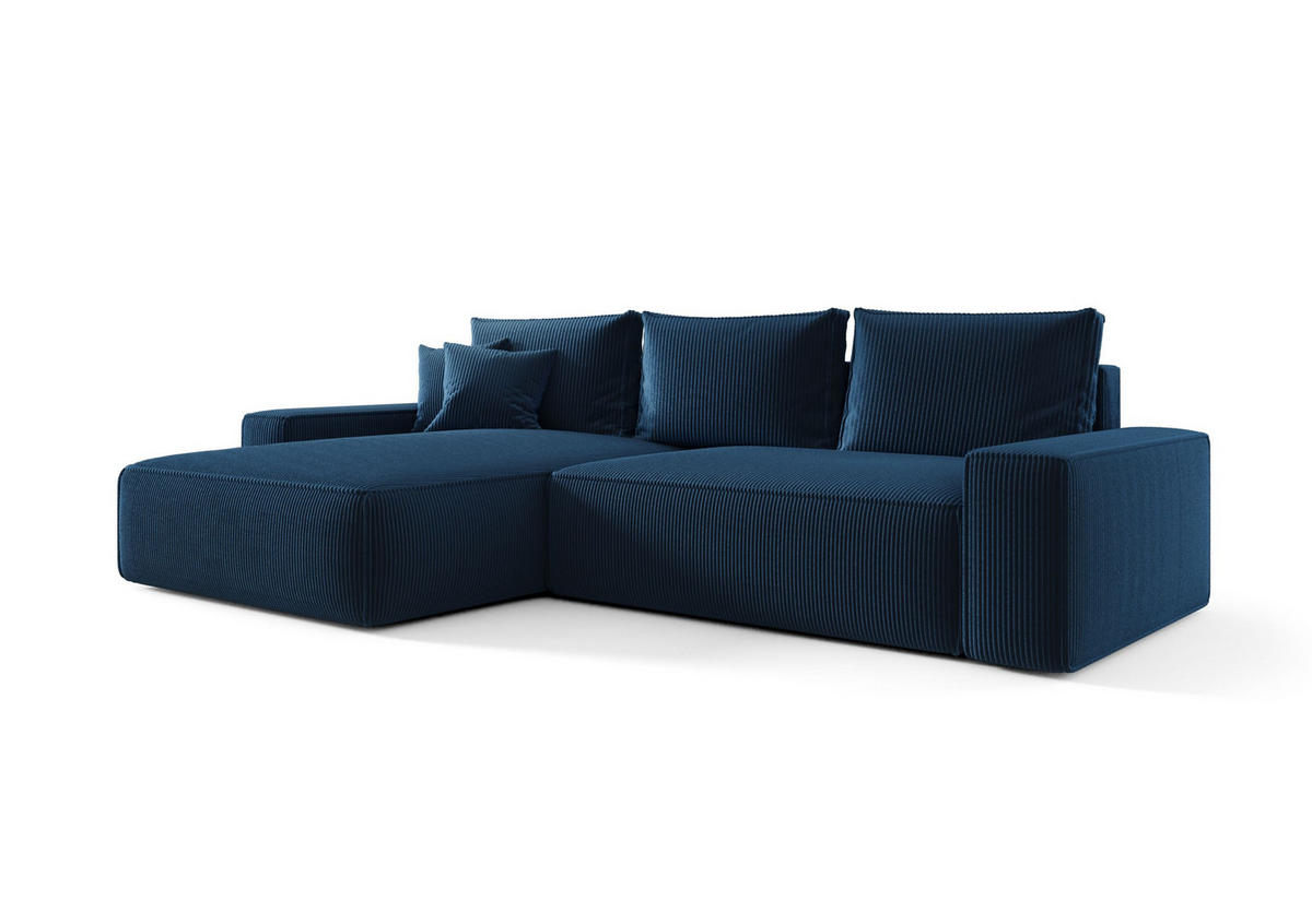 ECKSOFA MONA mit Schlaffunktion POSO 05 Links - Dunkelblau, Textil (175/280cm) - Bedante