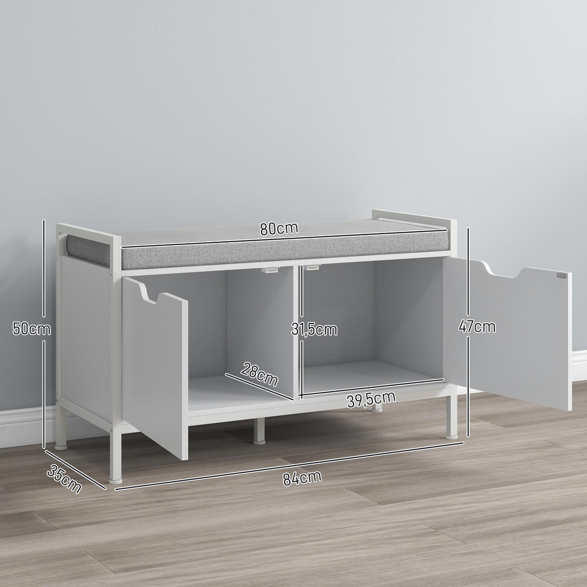 KONSOLENTISCH Weiß Melamin in Holzoptik Polyester 1 Stück - Weiß, Kunststoff (84/35/50cm) - GiPP