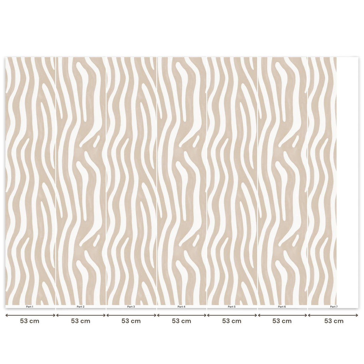 TAPETE - Abstrakt - Zebra - Beige - 350x260 cm - Beige, Papier (350/260cm) - OnlyWow