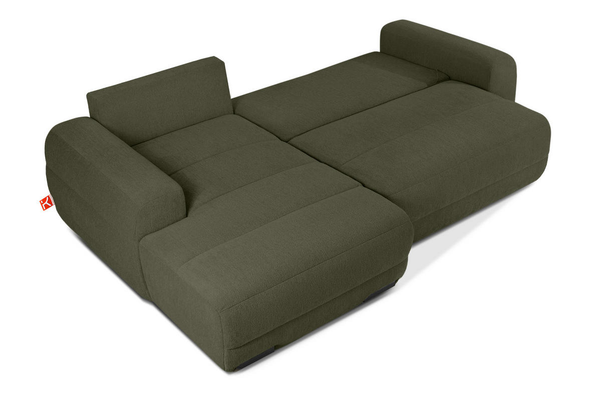 ECKSOFA LINKS BLUME, Dunkelgrün - Dunkelgrün, Holz/Holzwerkstoff (271/164cm) - KONSIMO®