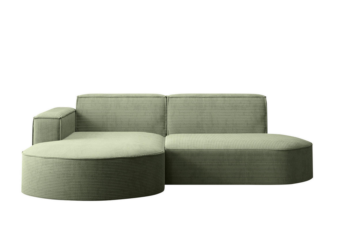 ECKSOFA Modena Studio, Cord Stoff Hellgrün Links - Hellgrün, Holzwerkstoff/Textil (165/236cm) - Kaiser Möbel