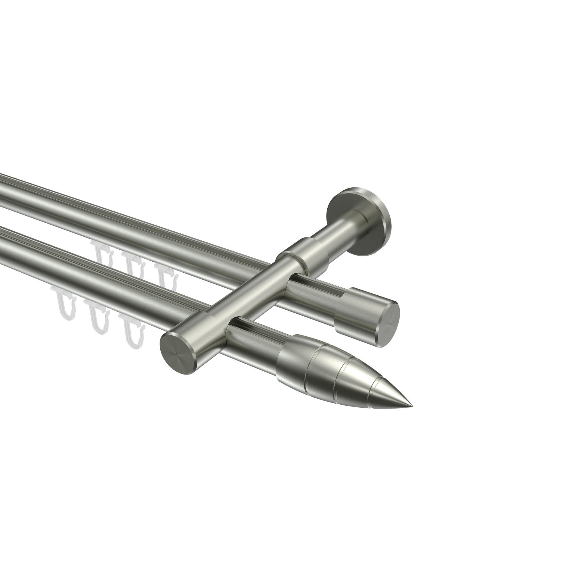 INNENLAUF-GARDINENSTANGEN-SET Prestige Samanto 120 cm, 2-läufig, 20 mm Ø Edelstahl-Optik - Edelstahlfarben, Metall (120cm) - INTERDECO