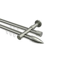 INNENLAUF-GARDINENSTANGEN-SET Prestige Samanto 400 cm (geteilt in 2 x 200 cm), 2-läufig, 20 mm Ø Edelstahl-Optik - Edelstahlfarben, Metall (400cm) - INTERDECO