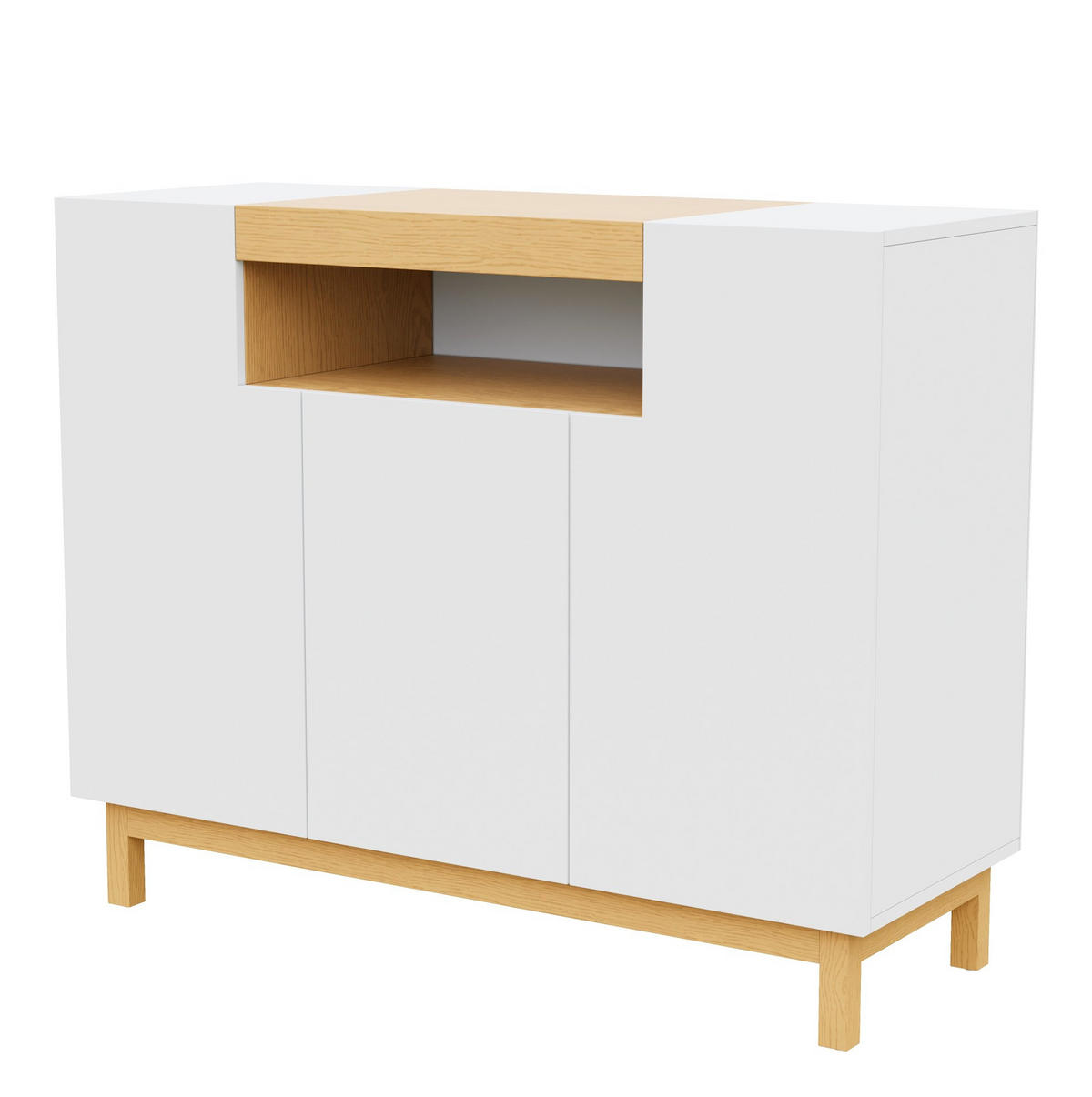 SIDEBOARD 120.5/42/96 cm Weiß aus Spanplatte mit 3 Türen - Weiß, Holzwerkstoff (42/96/120.5cm) - OKMYHOME