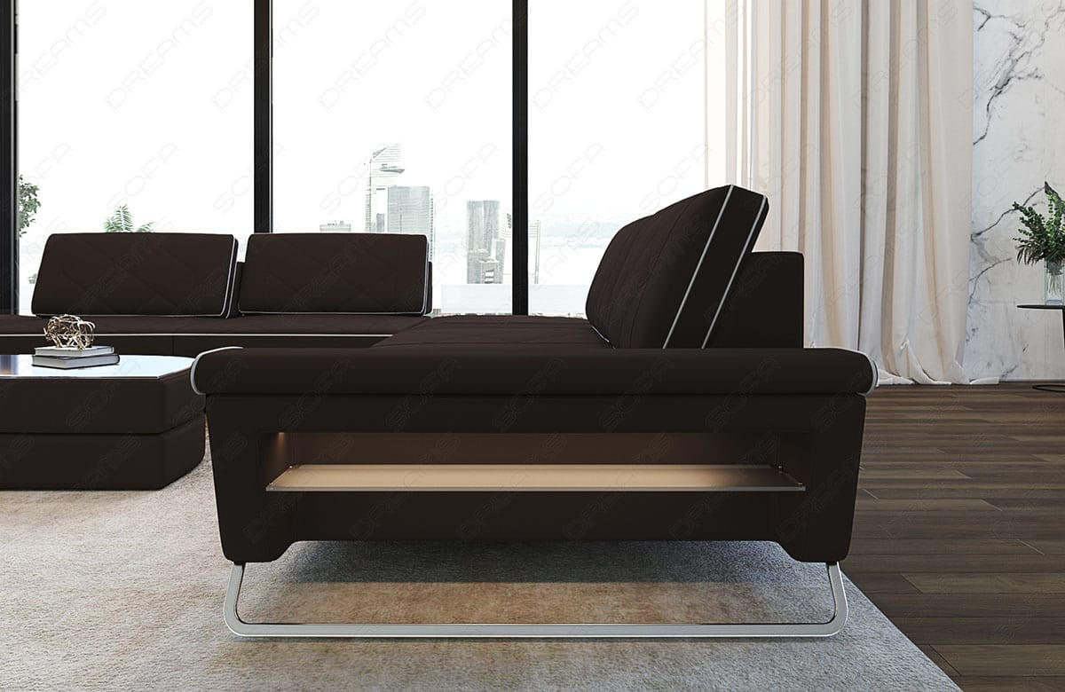 WOHNLANDSCHAFT RotelloU-Form Mokka Weiß Mikrofaserstoff - Mokka, Kunststoff (457/329cm)