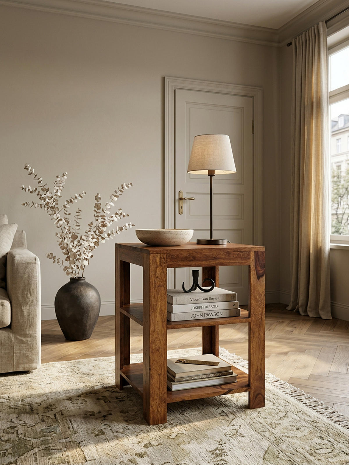 BÜCHERREGAL Massivholz Handgefertigt Pflegeleicht, Braun 44x44x60 cm - Braun, Holz (44/60/44cm) - KADIMA DESIGN