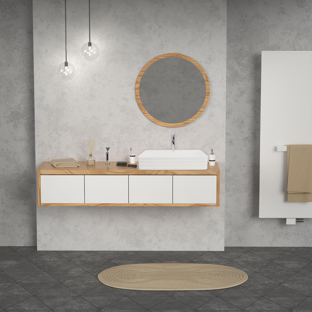 WASCHBECKEN - Weiß, Keramik (38/12/68cm) - LuxeBath