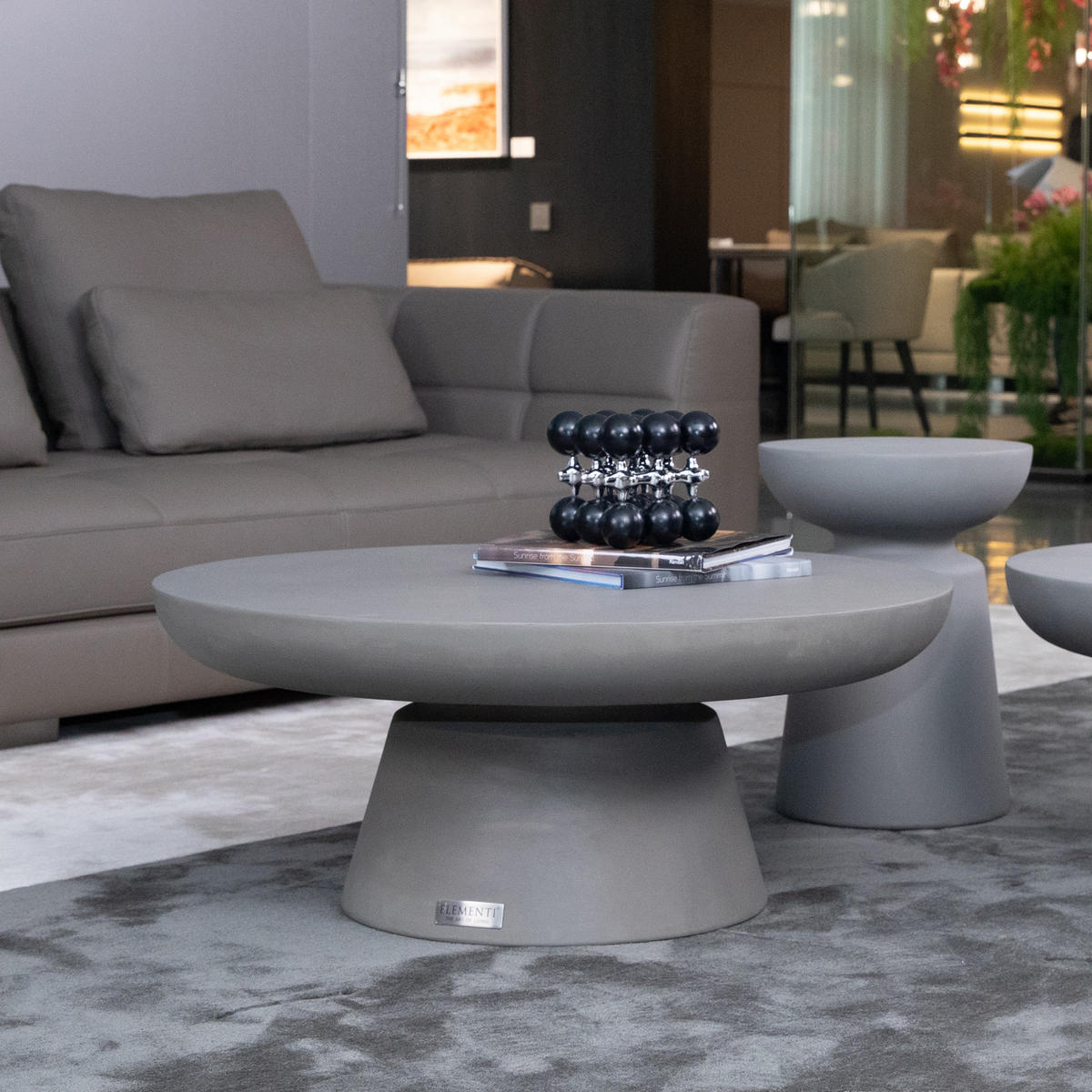 COUCHTISCH KYLIX Mittel Beton Optik 86 x 86 x 35.6 cm - Grau, Naturmaterialien (86/86/35.6cm) - Elementi