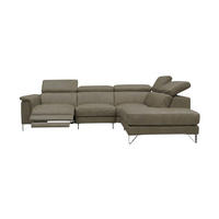 ECKSOFA Antares Echtleder mit 1 x Relaxfunktion Greige - Greige, Leder/Metall (276/224cm)