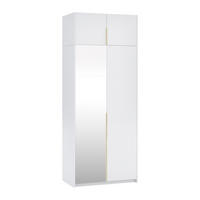 ŠATNÍ SKŘÍŇ S OTOČNÝMI DVEŘMI THALIA, 100/250/58 cm 2dveřová se zrcadlem, bílá - bílá, kompozitní dřevo (100/250/58cm) - MASSENO