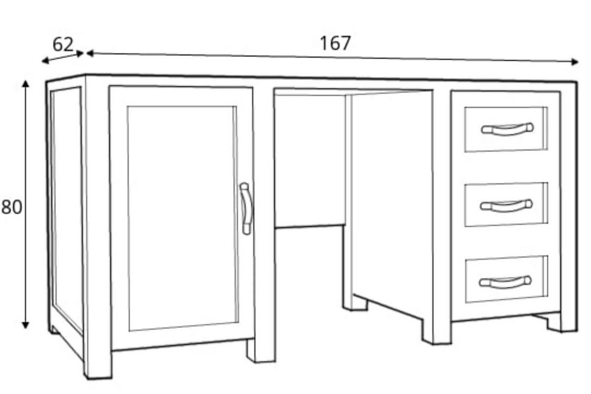 SCHREIBTISCH RABO mit Schubladen und Tür, Lefkas Eiche - Eichefarben/Braun, Holz (62/167/80cm) - KONSIMO®