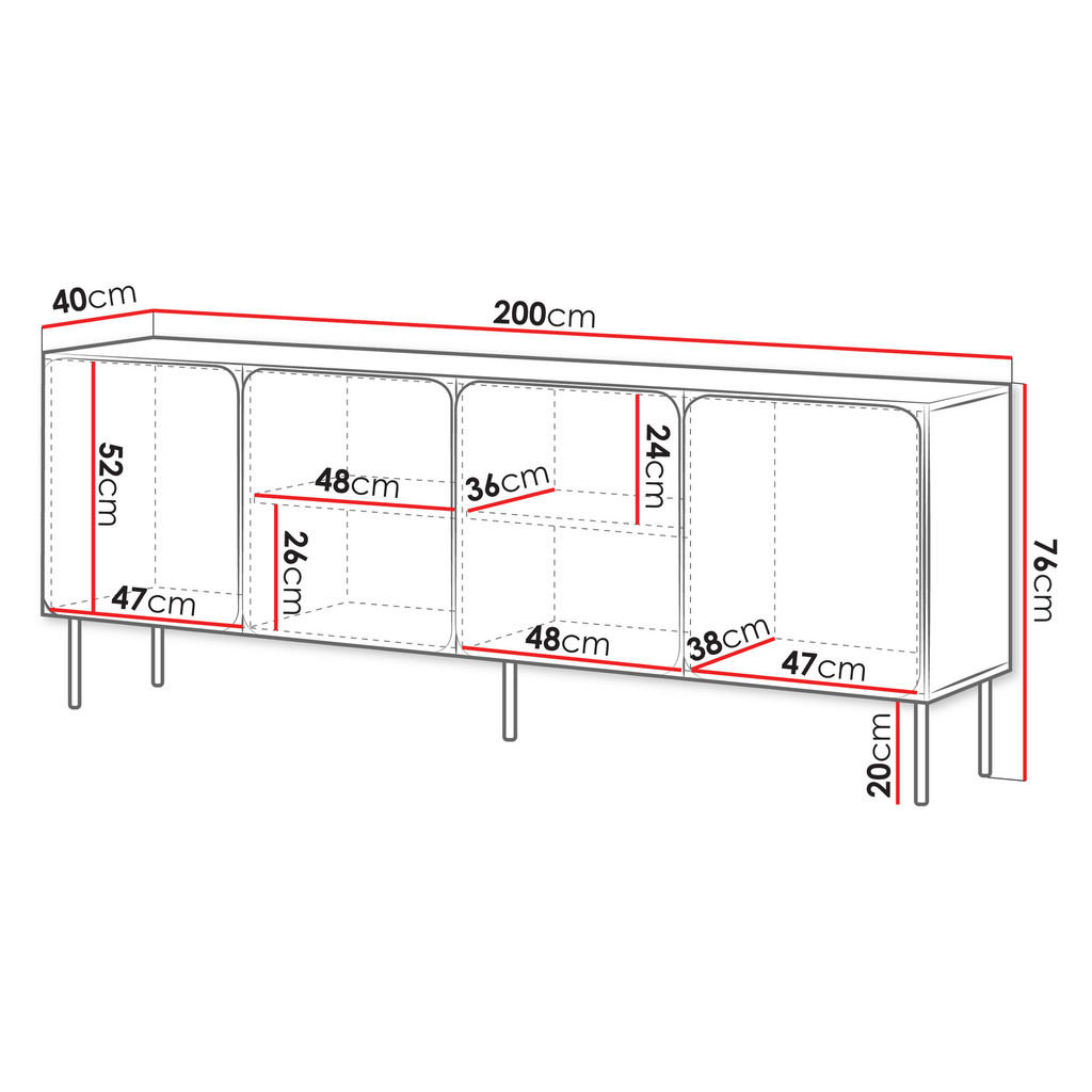 Thumbnail - Mirjan24 Sideboard, Kaschmir, Holzwerkstoff, Rechteckig,Rechteckig, 200x76x40 cm, Wohnzimmer, Kommoden & Sideboards, Sid...