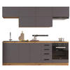 KÜCHENZEILE 240 cm - Langen KL2-M240 in Grau/Matt - Schwarz/Grau, Holz/Metall (240/212/58cm)