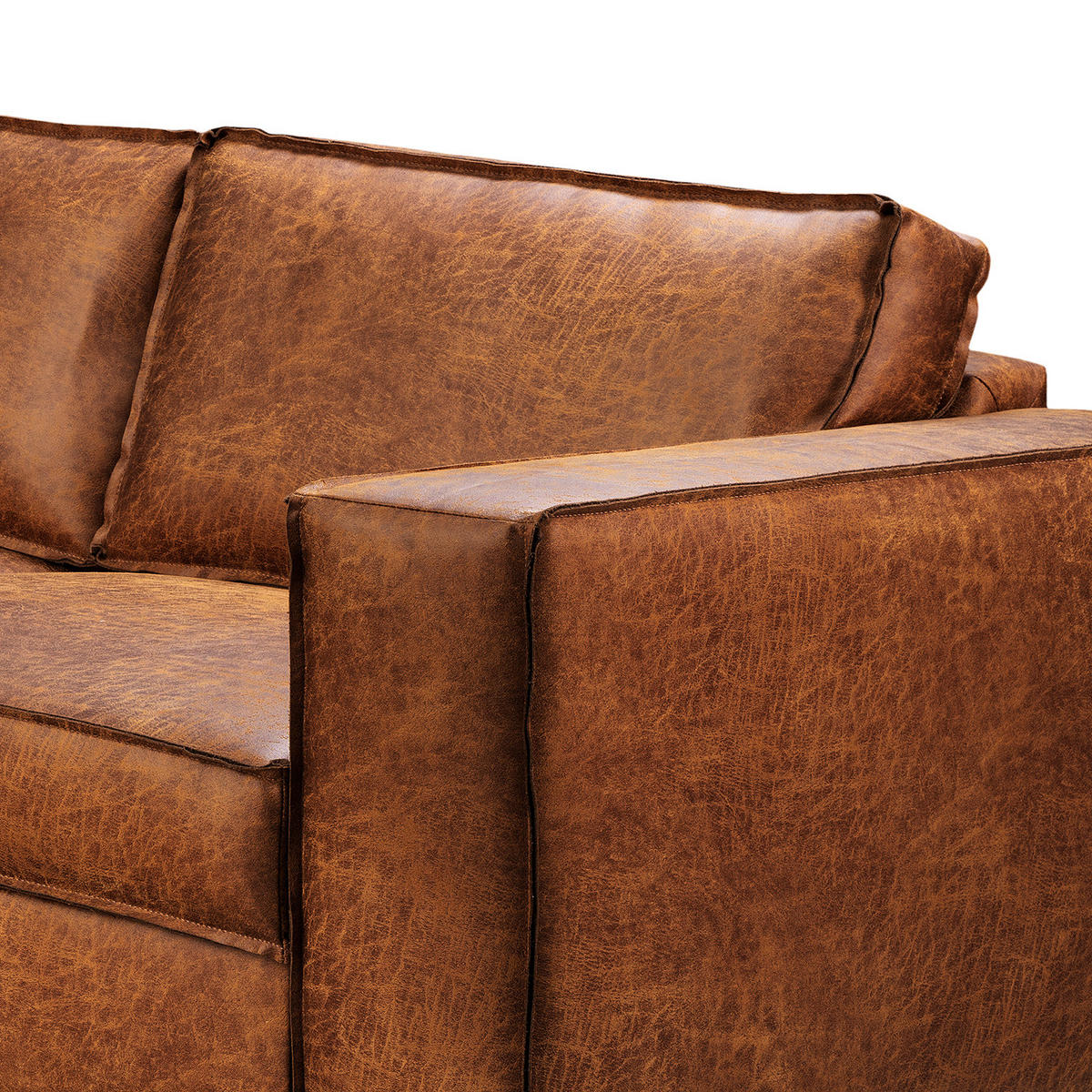 ECKSOFA mit Ottomane - Cognac/Anthrazit, Textil/Metall (258/225cm) - home24