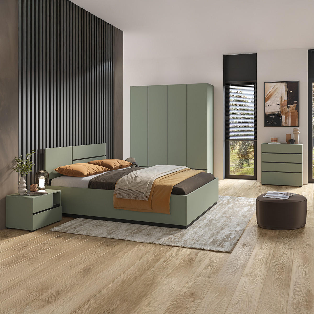 BOXSPRING POSTEL 160/200 Lilia Zelená - zelená barva, kompozitní dřevo (160/200cm) - Petits-meubles