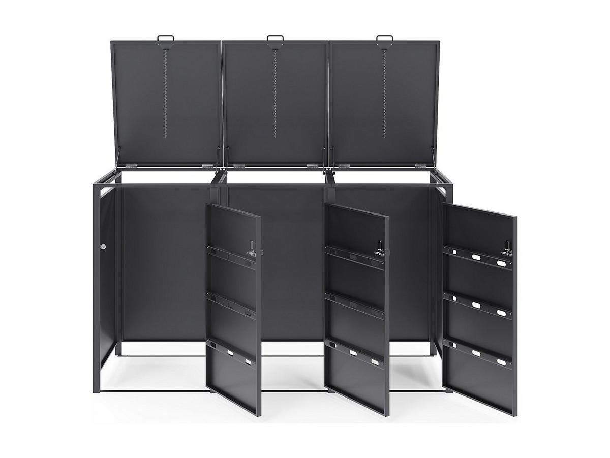 MÜLLTONNENBOX - 180cm x 76cm - Stahl - anthrazitgrau - LOKAFA - Anthrazit, Metall (180/104/76cm) - Vente-Unique