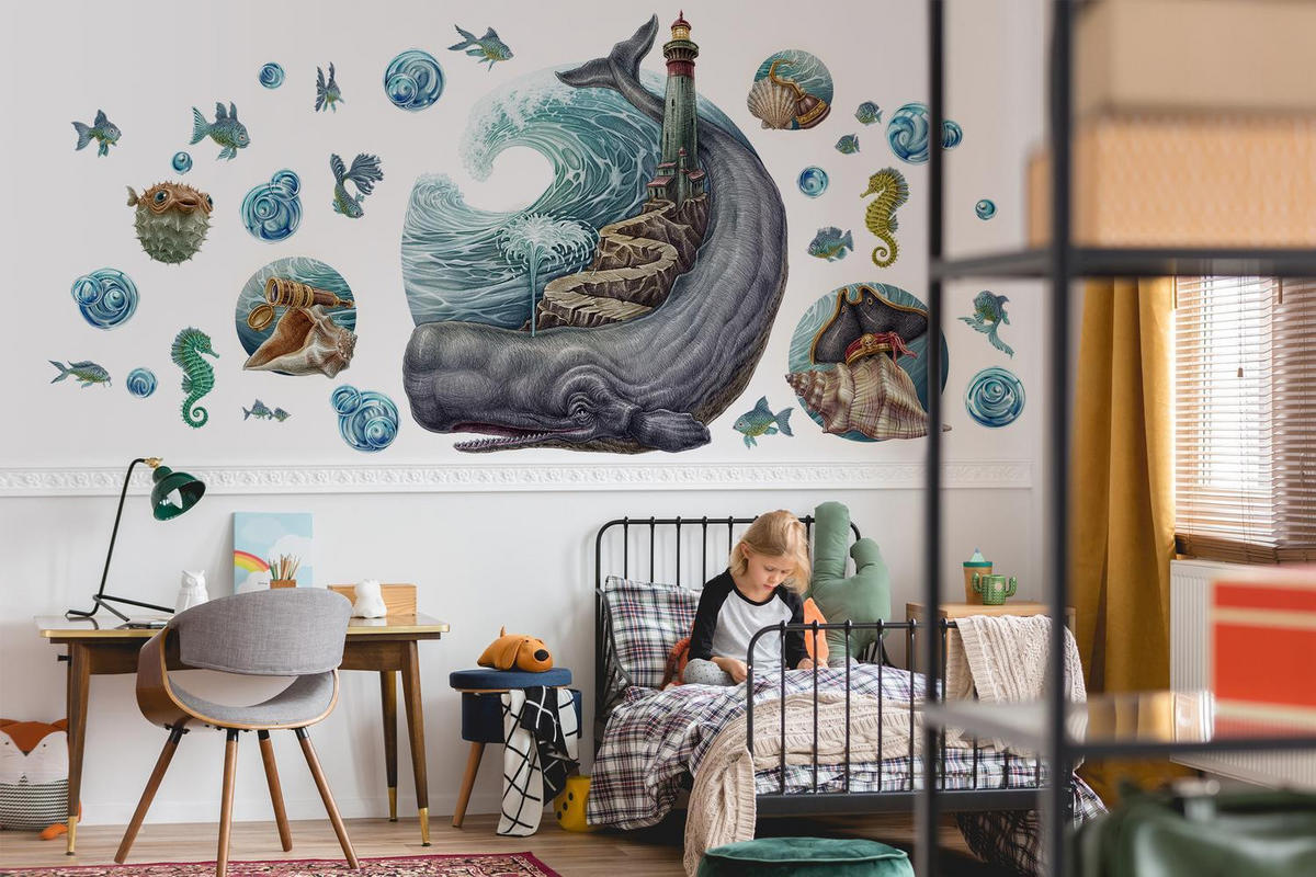 WANDAUFKLEBER 100x118cm - Zeichentricktiere - Multicolor, Kunststoff (100/118/0.1cm) - Wallfluent