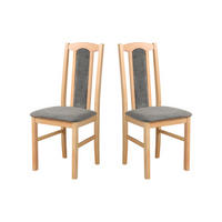 ESSZIMMERSTUHL - 2er-Set Bos 7 grandson aston 6 - Eichefarben/Graubraun, Holz (43/95/40cm) - Leaf Design
